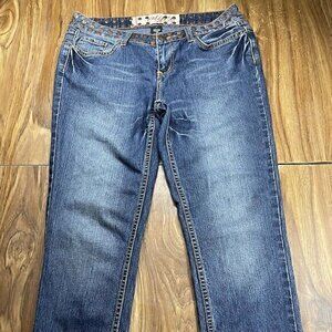Enyce Vtg Women's Button Fly Blue Jeans Bronze Metal Hardware Sz 9 High-…